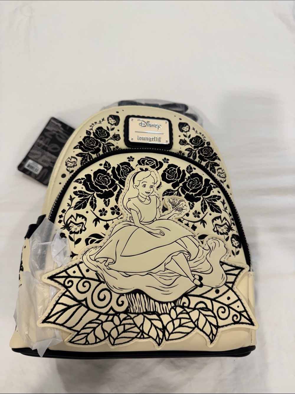 Loungefly Cream and Black Alice in Wonderland Mini Backpack Sketch unreleased